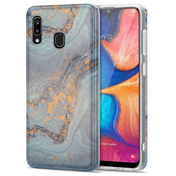 Marble Samsung Galaxy A20 / A30 Suojakotelo - Harmaa Silver grey