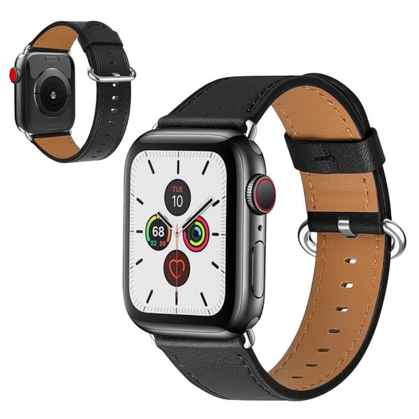 Apple Watch Series 5 / 4 40mm urrem i ægte læder - Sort Black