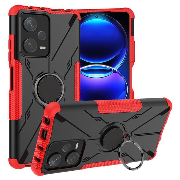 Kickstand-skydd med magnetiskt ark för Xiaomi Redmi Note 12 Pro Plus - Röd Röd
