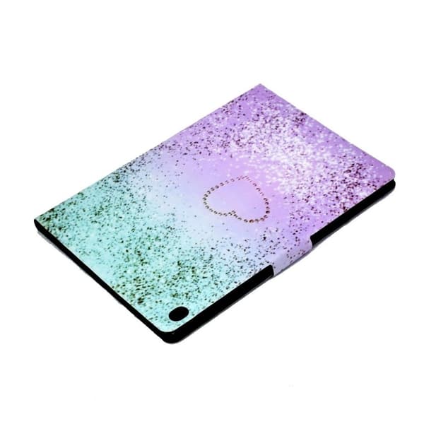 Lenovo Tab M10 Mønster Printing Lær Etui - Glittery Element og Hjerte Purple