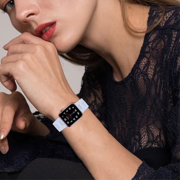 Apple Watch (45 mm) urrem med 3 perler i resin - Blå Blue