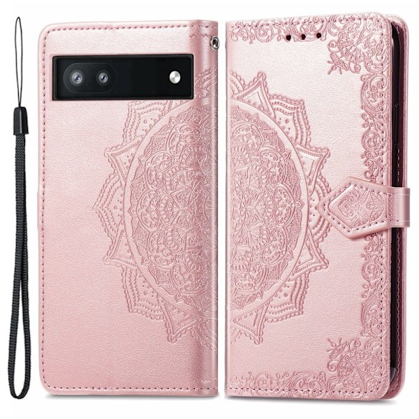 Mandala läder Google Pixel 6a fodral - Rosa Rosa