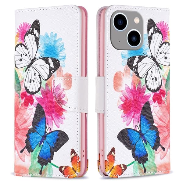 Wonderland iPhone 15 Plus flip etui - To Sommerfugle Pink
