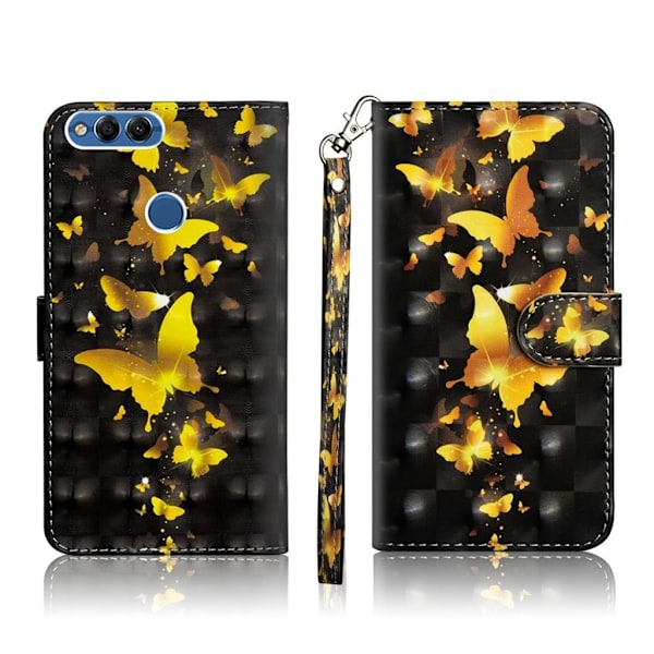 Butterfly läder Huawei P Smart fodral - Guld Guld