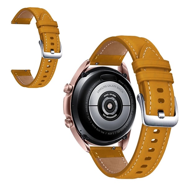 22mm Universal ægte læder rem - gul Yellow
