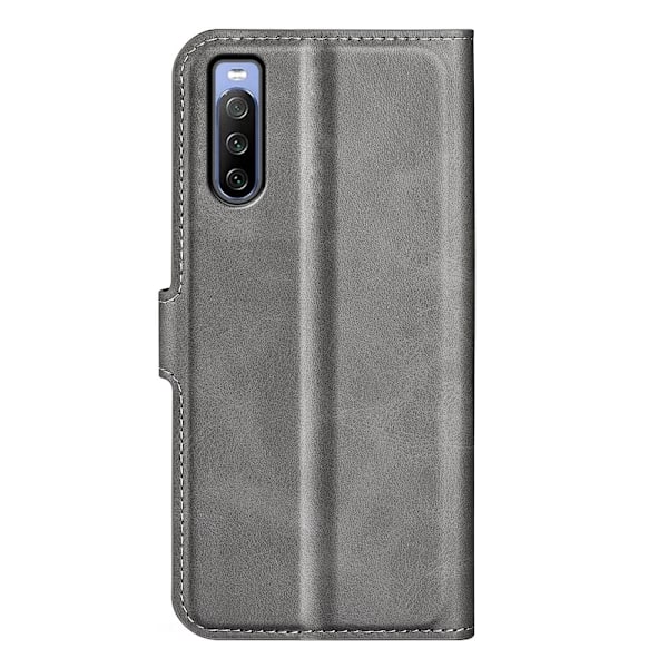 Hållbart konstläder Sony Xperia 10 IV fodral med plånbok - Silver/Grå Silvergrå