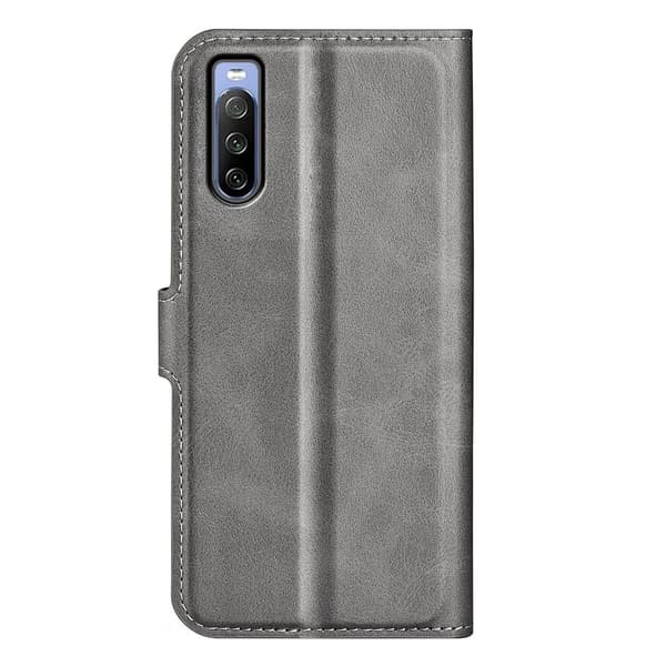 Skinn-etui i lommebok-stil for Sony Xperia 10 IV - Grå Silver grey