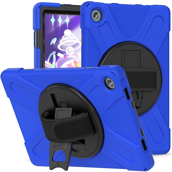 Lenovo Tab M10 Plus (Gen 3) 360 astetta kääntyvä silikonisuojus käsihihnalla - Sininen Blue