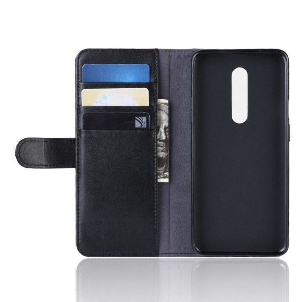 OnePlus 7 Pro split leather fodral - Svart Svart