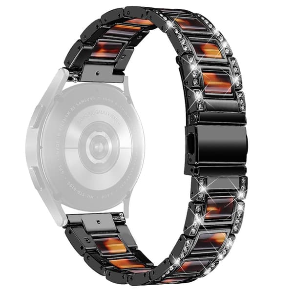 Urrem i rustfrit stål med rhinestone-dekor til Huawei- og Honor-ure - Sort / Skildpaddeskal Farve Black