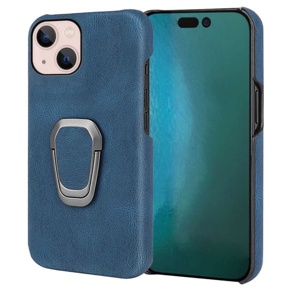 Støtsikkert skinndeksel med ovalt kickstand for iPhone 14 Plus - Blå Blue