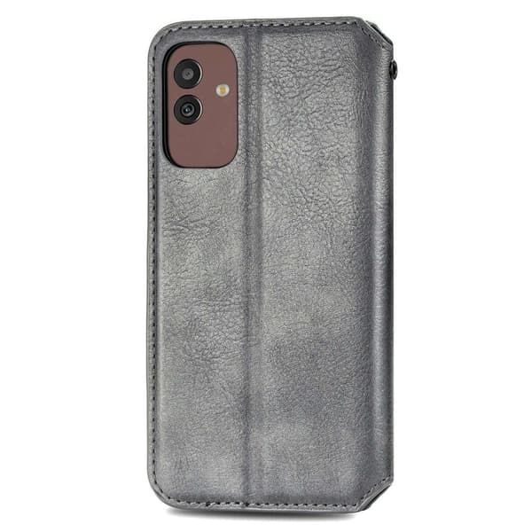 Läder Samsung Galaxy M13 5G fodral med romb-design - Silver/Grå Silvergrå