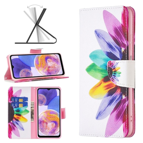 Wonderland Samsung Galaxy A73 flip kuoret - Auringonkukka Multicolor