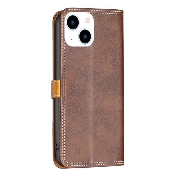 BINFEN kaksivärinen nahkakotelo iPhone 14 - Kahvi Brown