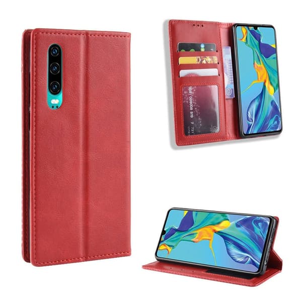 Huawei P30 Vintage Skinnetui - Rød Red
