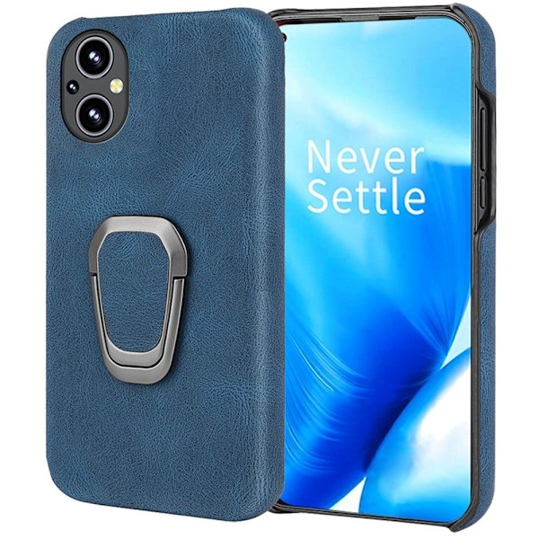 Stötsäkert läderfodral med oval kickstand för OnePlus Nord N20 5G - Blå Blå