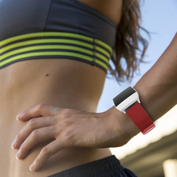 Fitbit Ionic klokkereim laget av ekte lær - Rød Red