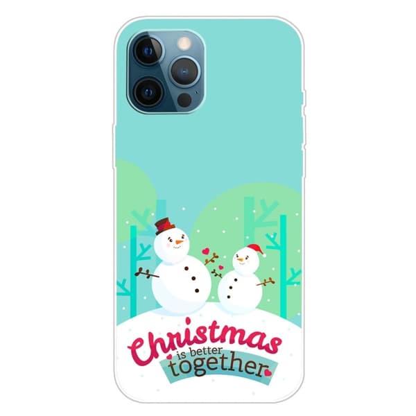 iPhone 16 Pro Max-etui med julemønsterutskrift Mykt, fleksibelt telefondeksel - Snømann Blue