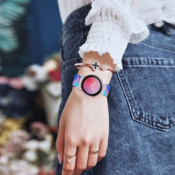 20mm Samsung Galaxy Watch 3 (41mm) / Watch Active / Gear S2 elastinen kellonauha - Sininen / Pinkki / Pinkki Multicolor
