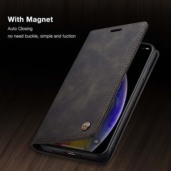 CASEME iPhone Xs Max plånboksfodral i läder - svart Svart
