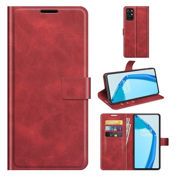Lompakko Nahkakotelo For OnePlus 9R - Punainen Red