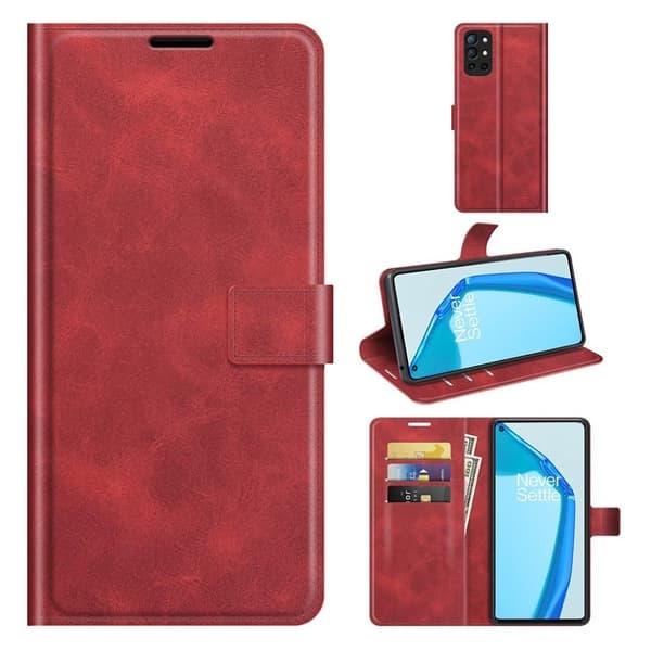 Wallet-style Læder Etui til Oneplus 9r - Rød Red
