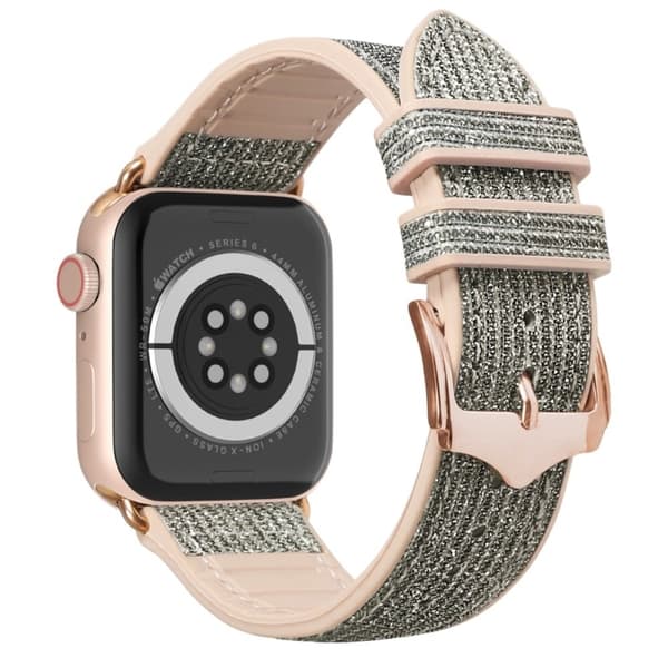 Apple Watch (45mm) glitteröity nahkaranneke - Musta Black