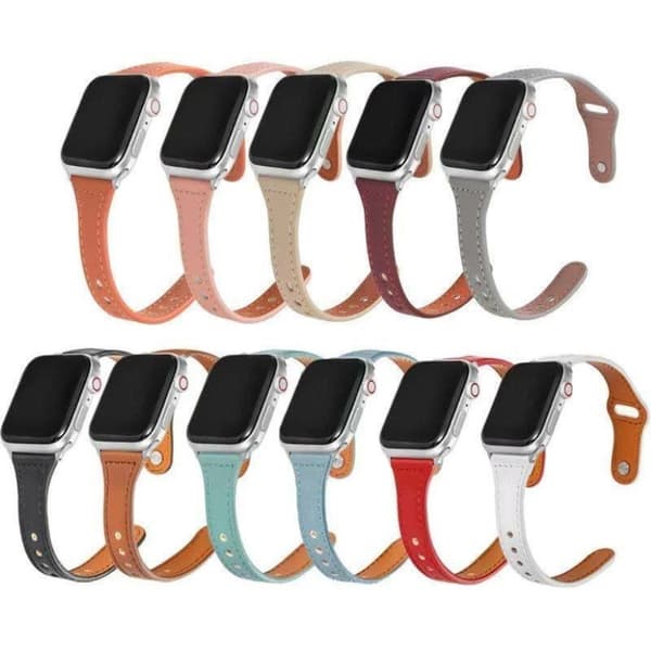 Apple Watch Series 6 / 5 40mm button snap genuine leather watch band - Wine Red Röd