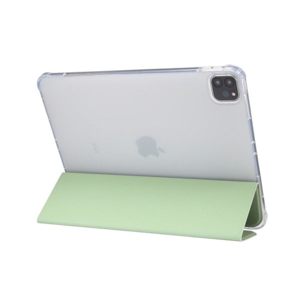 iPad Pro 11-tommer (2022) / (2021) / (2020) Skin Feeling Tri-fold Stand Leather Flexible Tablet Case med Pen Slot - Grøn Green