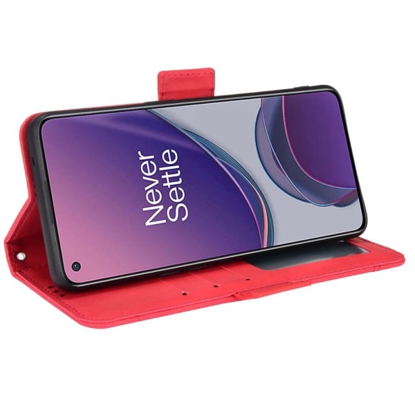 Stilfuldt Læder Etui med Pung til OnePlus Nord N20 5G - Rød Red
