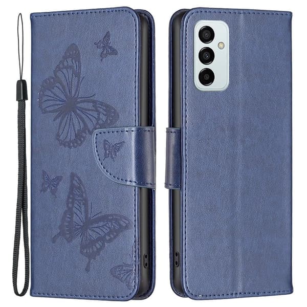 Butterfly läder Samsung Galaxy M23 fodral - Blå Blå