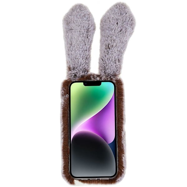 Fluffy Rabbit iPhone 14 Plus skal - Brun Brun