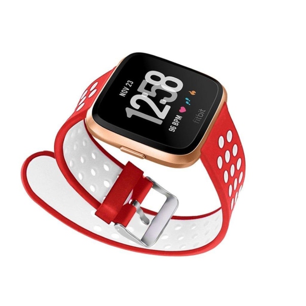 Fitbit Versa klockarmband silikon dubbelfärgad - Vit och röd multifärg