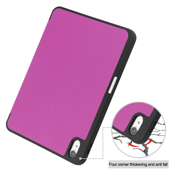 iPad 10.9 (2022) kolminkertainen nahkakotelo - Violetti Purple