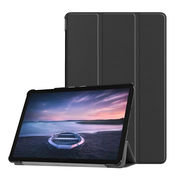 Samsung Galaxy Tab S4 beskyttelsesetui i plastik og kunstlæder med trefoldet frontklap - Sort Black