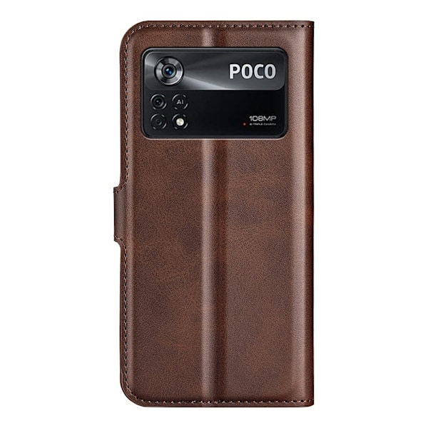 Hållbart konstläder Xiaomi Poco X4 Pro 5G fodral med plånbok - Brun Brun