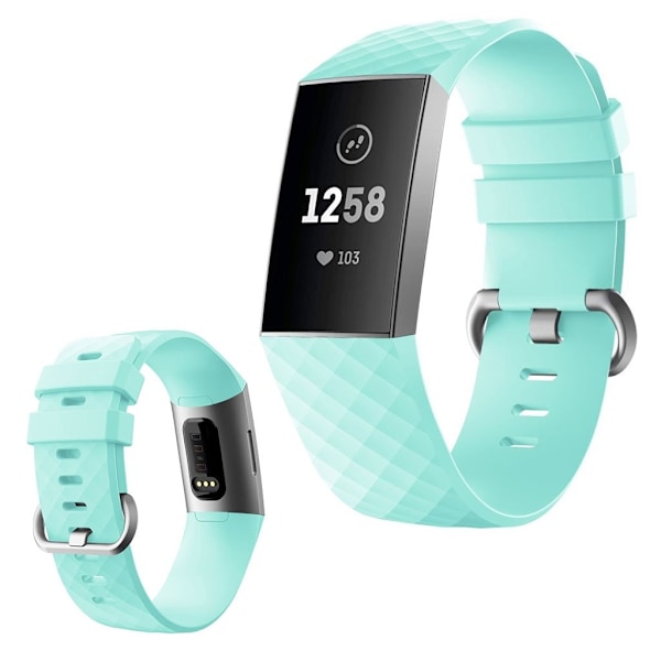Fitbit Charge 4 / 3 diamond pattern watch band - Green Size: L Grön