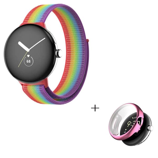 Nailoninen kellohihna vaaleanpunaisella suojuksella Google Pixel Watch -kelloon - Monivärinen Multicolor