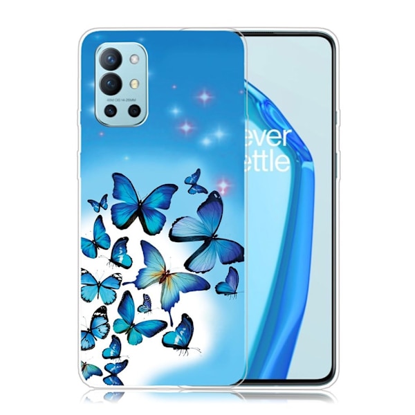 Deco Oneplus 9r Etui - Sommerfugl og Blomst Blue