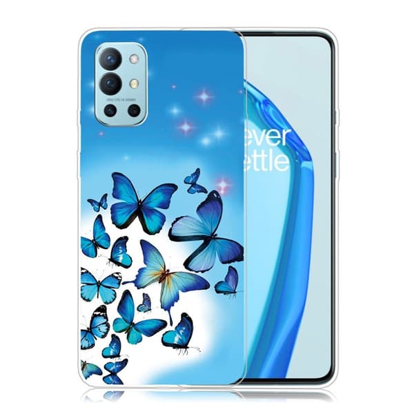 Deco OnePlus 9R Suojakotelo - Perhonen And Flower Blue
