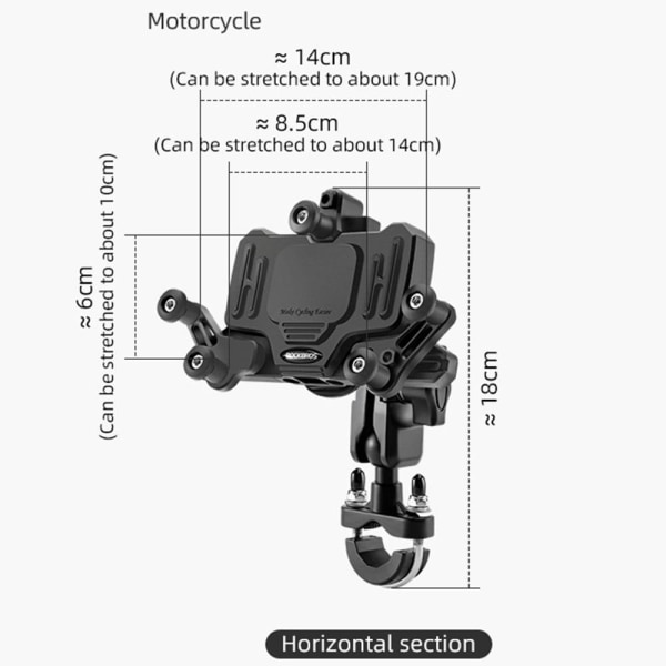 ROCKBROS horizontal rotatable motorcycle phone bracket - M10 Bal Transparent