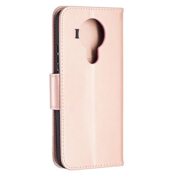 Butterfly Nokia 5.4 Flip Etui - Rødguld Pink