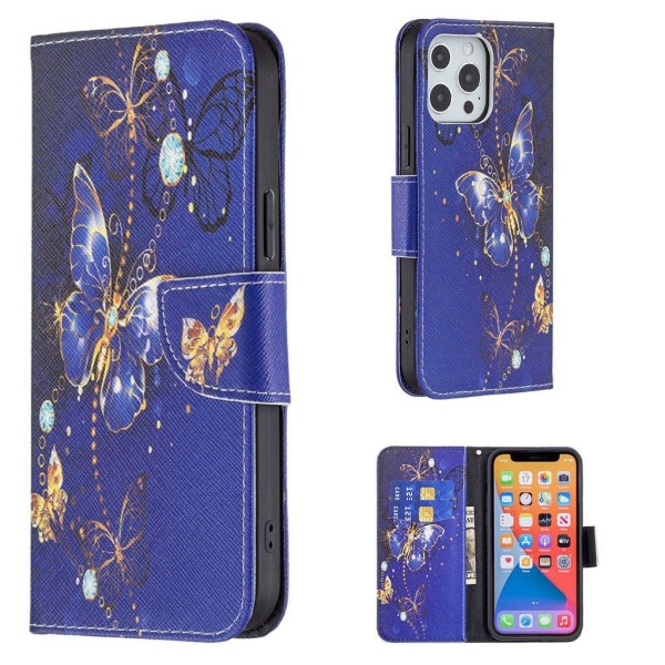 Wonderland iPhone 13 Pro Läppäkotelo - Purple Butterflies Purple