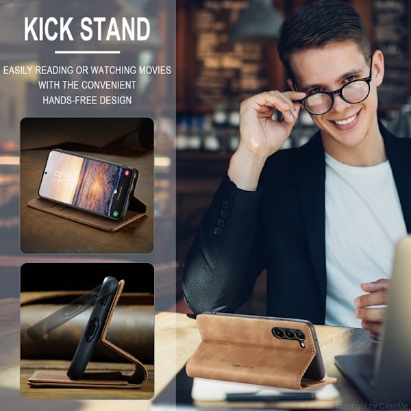 CaseMe Samsung Galaxy S23 Vintage Suojakotelo - Ruskea Brown