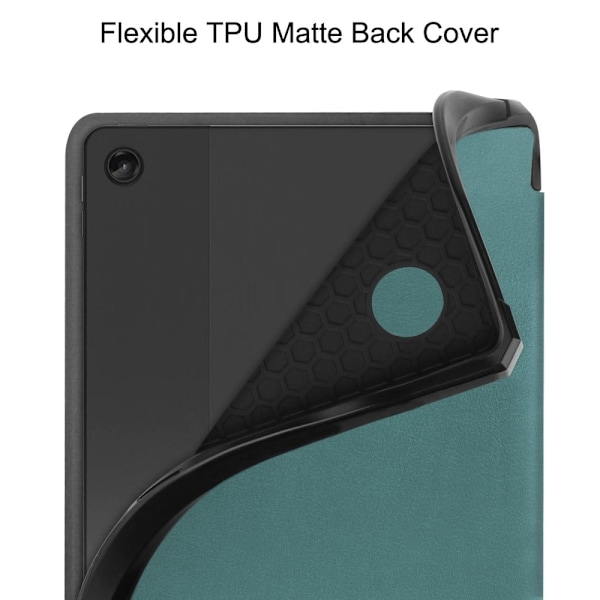 Tri-fold læderstativ-etui til Lenovo Tab M10 Plus (Gen 3) - Sortliggrøn Green