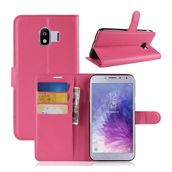 Samsung Galaxy J4 (2018) litchi tekstur læder flip etui - Rosa Pink