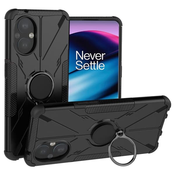 Kickstand-cover med magnetisk plade til OnePlus Nord N20 5G - Sort Black