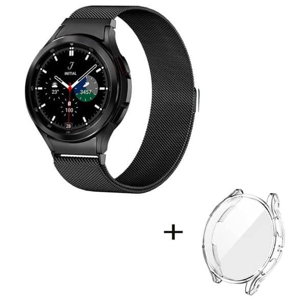 Samsung Galaxy Watch 5 (40 mm) urrem i rustfrit stål med klart cover - Sort Black