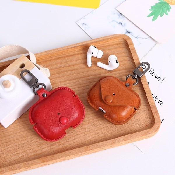 AirPods Pro hållbart läderfodral - Röd Röd