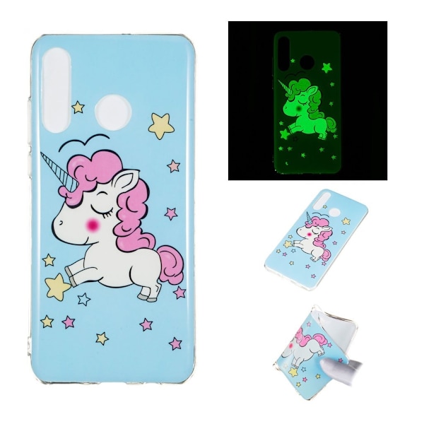 Huawei P30 Lite lysende nat etui - Enhjørninge Mønster Multicolor